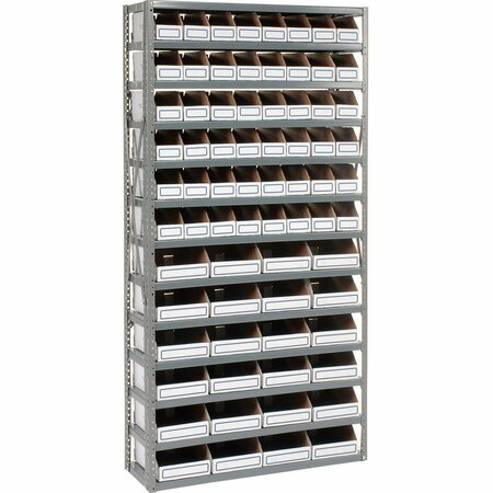 GLOBAL INDUSTRIAL Steel Open Shelving with 72 Corrugated Shelf Bins 13 Shelves, 36x18x73 235008